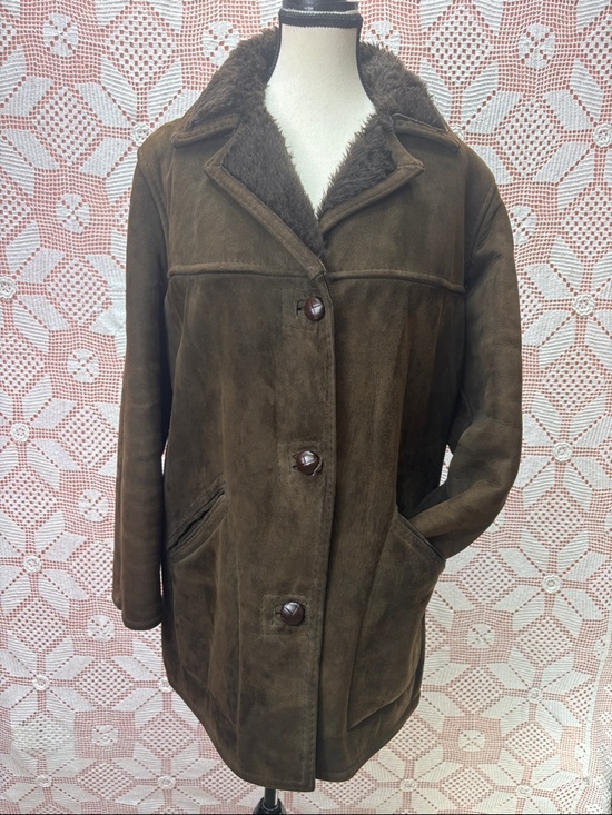 Jackets & Blazers - Vintage Suede Shearling Coat – Made in England